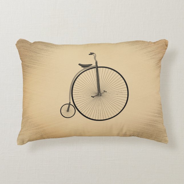 High-Wheel Antique Bicycle Rustic Accent Kussen (Voorkant)
