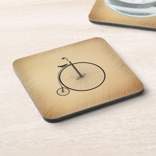 High-Wheel Antique Bicycle Rustic Bier Onderzetter (Linkerzijde)