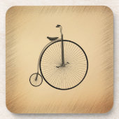 High-Wheel Antique Bicycle Rustic Bier Onderzetter (Voorkant)