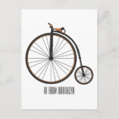 High wheel bicycle cartoon illustration briefkaart (Voorkant)