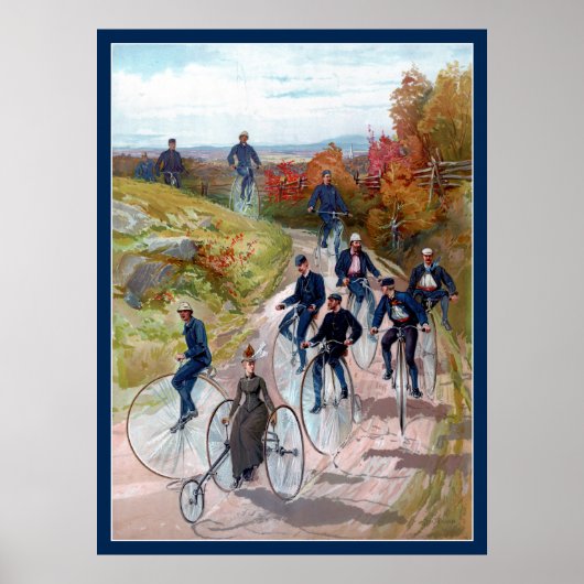 High-Wheel Bicycle - Victoriaans fijne kunst van d Poster (Voorkant)