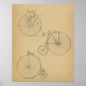  High Wheeler Bicycle Patent Art Print (Voorkant)