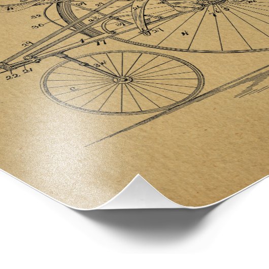 High Wheeler Bicycle Patent Art Print Foto Afdruk (Hoek)