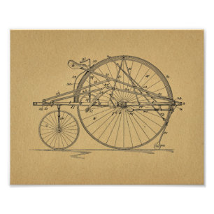  High Wheeler Bicycle Patent Art Print Foto Afdruk