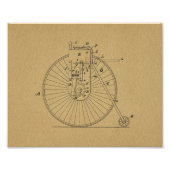 High Wheeler Bicycle Patent Art Print Foto Afdruk (Voorkant)