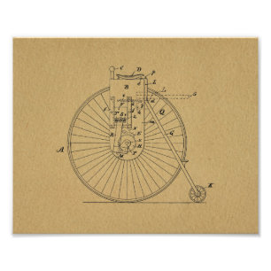  High Wheeler Bicycle Patent Art Print Foto Afdruk