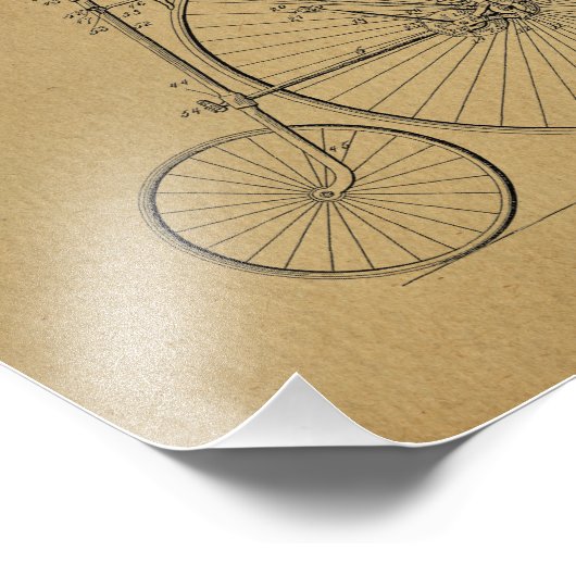 High Wheeler Bicycle Patent Art Print Foto Afdruk (Hoek)