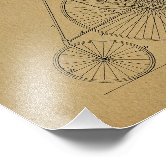  High Wheeler Bicycle Patent Art Print Foto Afdruk (Hoek)