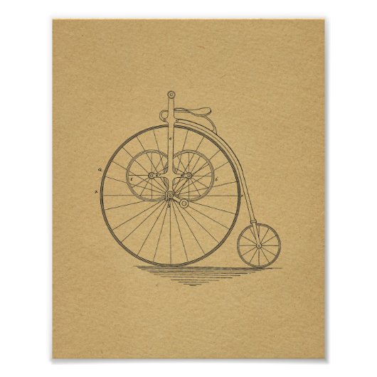 High Wheeler Bicycle Patent Art Print Foto Afdruk (Voorkant)