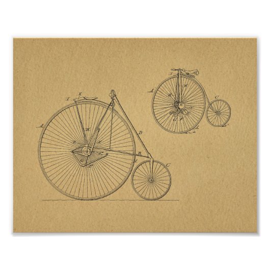 High Wheeler Bicycles Patent Art Print Foto Afdruk (Voorkant)