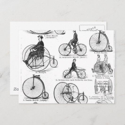 High Wheeler Fiets Penny Farthing Briefkaart (Voorkant / Achterkant)