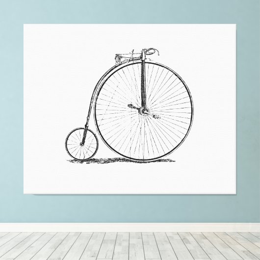 High Wheeler Fiets Penny Farthing Canvas Afdruk (Insitu (Houten vloer))