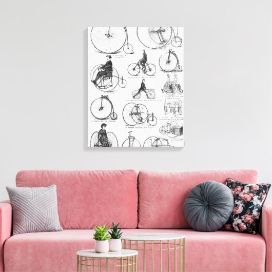 High Wheeler Fiets Penny Farthing Canvas Afdruk (Insitu (Woonkamer))