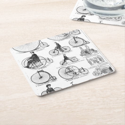 High Wheeler Fiets Penny Farthing Kartonnen Onderzetters (Schuin)