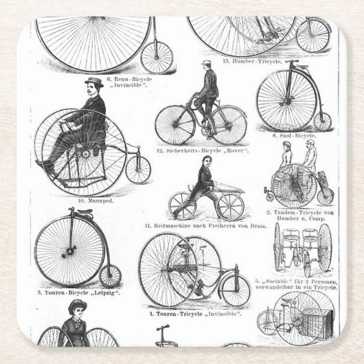 High Wheeler Fiets Penny Farthing Kartonnen Onderzetters (Voorkant)