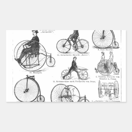 High Wheeler Fiets Penny Farthing Rechthoekige Sticker (Voorkant)