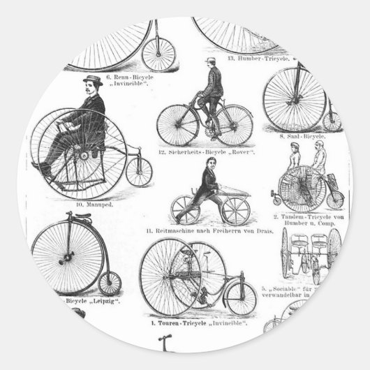 High Wheeler Fiets Penny Farthing Ronde Sticker (Voorkant)