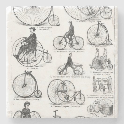 High Wheeler Fiets Penny Farthing Stenen Onderzetter (Voorkant)