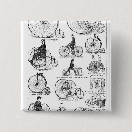 High Wheeler Fiets Penny Farthing Vierkante Button 5,1 Cm (Voorkant)