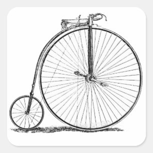 High Wheeler Fiets Penny Farthing Vierkante Sticker