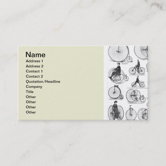 High Wheeler Fiets Penny Farthing Visitekaartje (Voorkant)