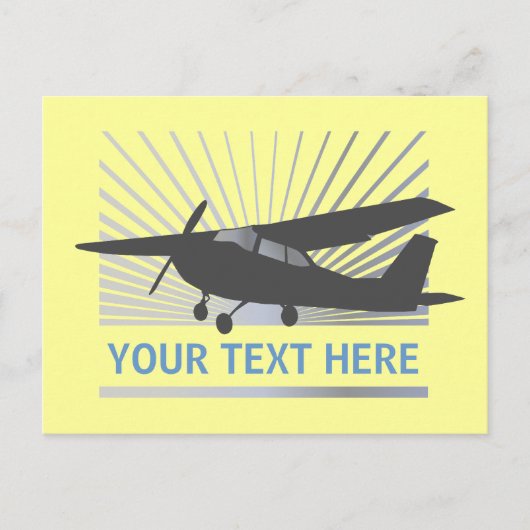 High Wing Vliegtuig - aangepaste tekst Briefkaart (Voorkant)
