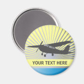 High Wing Vliegtuig - Aangepaste tekst Magneet (Voorkant / Achterkant)