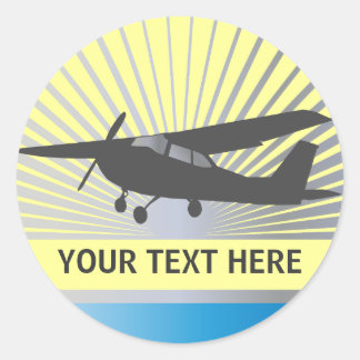 High Wing Vliegtuig - Aangepaste tekst Ronde Sticker