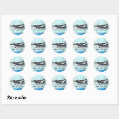 High Wing Vliegtuig - Aangepaste tekst Ronde Sticker (Vel)