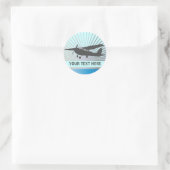 High Wing Vliegtuig - Aangepaste tekst Ronde Sticker (Tas)