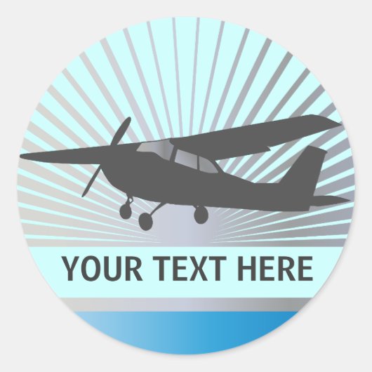 High Wing Vliegtuig - Aangepaste tekst Ronde Sticker (Voorkant)