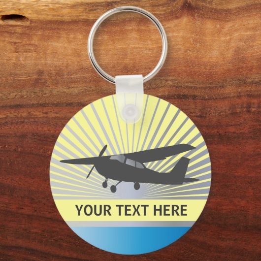 High Wing Vliegtuig - Aangepaste tekst Sleutelhanger (Voorkant)