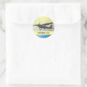 High Wing Vliegtuig Ronde Sticker (Tas)