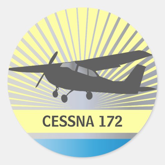 High Wing Vliegtuig Ronde Sticker (Voorkant)