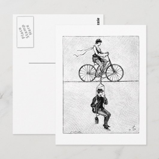 High-wire fiets - Circus Cycling Act Briefkaart (Voorkant / Achterkant)