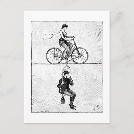 High-wire fiets - Circus Cycling Act Briefkaart (Voorkant)