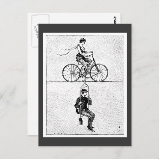 High-wire fiets - Circus Cycling Act Briefkaart (Voorkant / Achterkant)