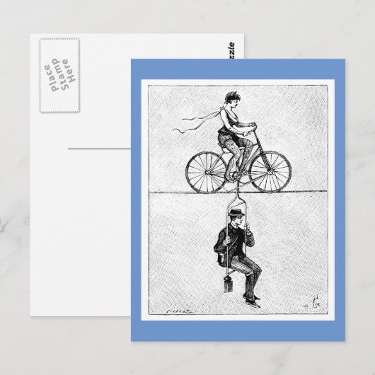 High-wire fiets -  Circus Cycling Act Briefkaart (Voorkant / Achterkant)