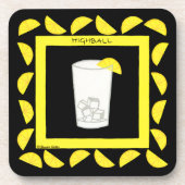 Highball Alcohol Retro Drink Art Green Limes Black Onderzetter (Voorkant)