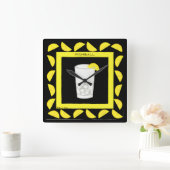 Highball Retro Drink Cocktail Yellow Lemons Black Vierkante Klok (Huis)