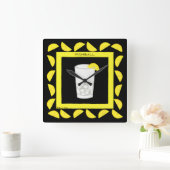 Highball Retro Drink Cocktail Yellow Lemons Black Vierkante Klok (Huis)