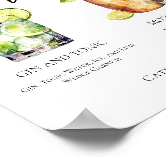 Highball Signature Cocktails Wedding Menu Poster (Hoek)