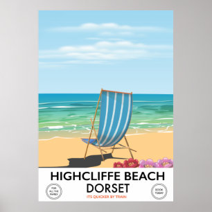 Highcliffe Beach, Dorset  train poster