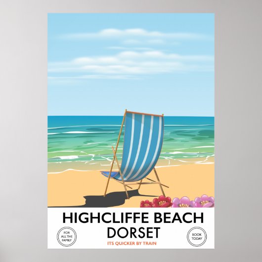 Highcliffe Beach, Dorset train poster (Voorkant)