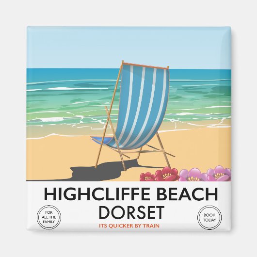 Highcliffe Beach, Dorset  train poster Magneet (Voorkant)