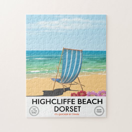Highcliffe Beach, Dorset vintage treinaffiche Legpuzzel (Verticaal)