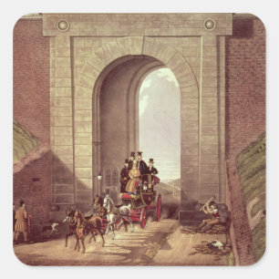 Highgate Tunnel, gegraveerd door George Hunt, c.18 Vierkante Sticker