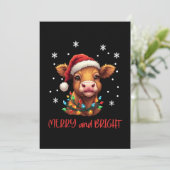 Highland Baby Koe kerstverlichting Kaart (Staand voorkant)