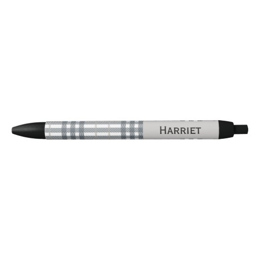 Highland Beige Plaid Custom Name  Zwarte Inkt Pen (Voorkant)
