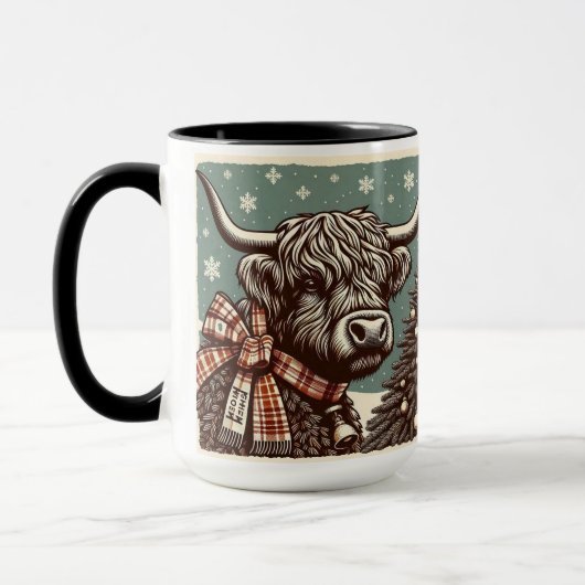 Highland Boerderij Block Print Christmas Coffee Mo Mok (Links)